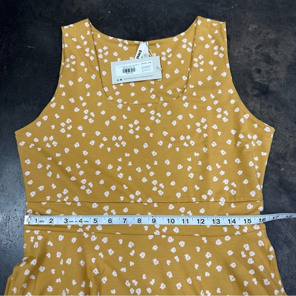 NWT Pact Mustard Yellow Organic Cotton Floral Print Handkerchief Dress - Picture 3 of 7